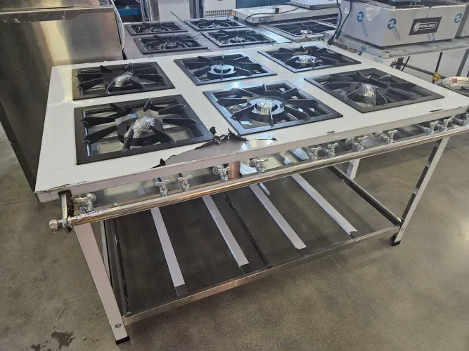 fogão industrial inox 6 queimadores duplos 40x40 - novo