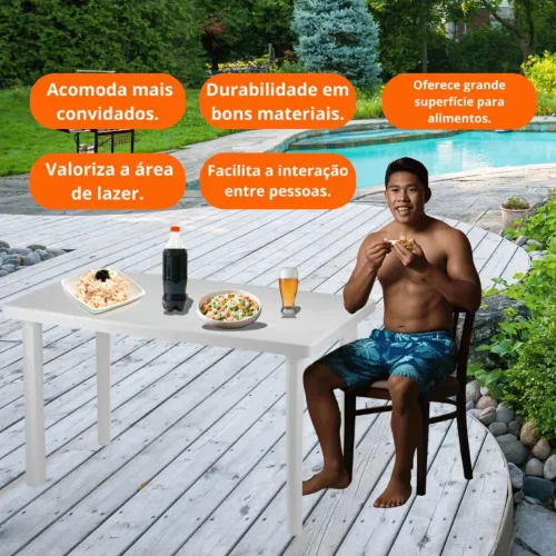 Mesa de plástico retangular mesa desmontáve Mesa 6 lugaresl