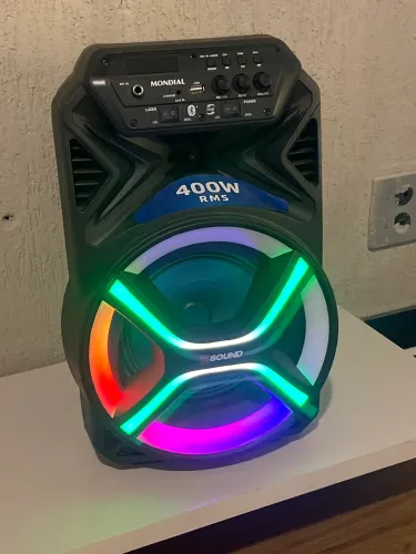 Caixa de Som Mondial 400W RMS Bluetooth com LED - Potente