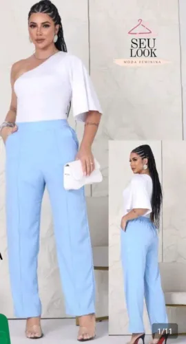 CALÇA FEMININA AZUL BEBÊ TAMANHO G