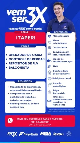 Vagas de emprego na loja Frangolândia Itaperi!