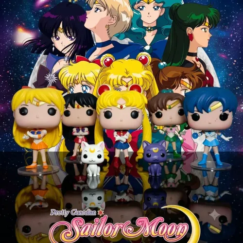 Funko Pop Sailor Moon - Moon, Mercury, Mars, Jupiter e Venus + Gatos Luna e Artemis