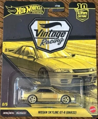 Hot Wheels Car Culture Vintage Racing 1990 Skyline GT-R BNR32 Gold Chase 1:64