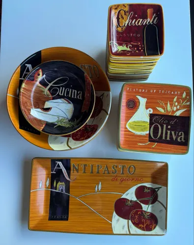 Conjunto Completo 26 Peças de Louça Estilo Italiano/Toscano