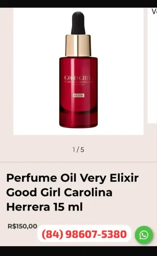 Carolina Herrera perfume em oil very elixir 15ml lacrado