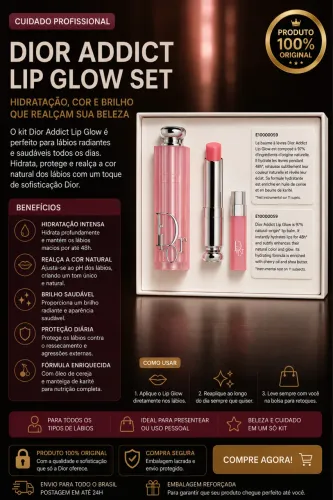 Kit Dior Addict Lip Glow Original - Lip Glow + Lip Oil + Mini Dior | Lacrado