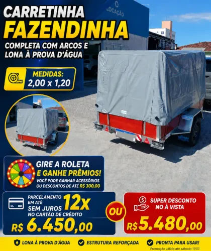 PROMOÇÃO DA SEMANA CARRETINHA COM ARCOS E LONA DE 2,00X1,20