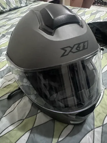 Capacete X11 Escamoteável (Robocop) com Óculos Solar Interno - Cinza Fosco