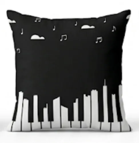 Capas de Almofada Tema Música / Piano 45x45 com Zíper - Novas | 3 Estampas