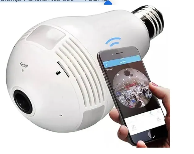 Lâmpada Camera Espiã IP Led Wifi Hd Lâmpada Câmera Segurança Panorâmica 360° - YODHE