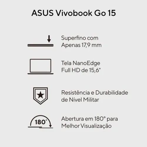 Notebook Asus Vivobook Go 15 4GB RAM - SSD 256GB