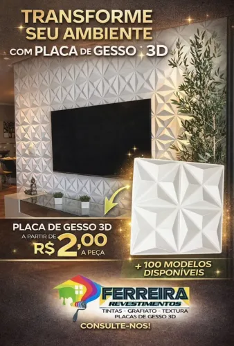 Placa de gesso 3d a partir de R$ 2,00 a peça
