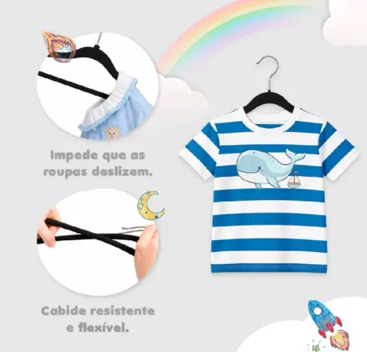Vendo kit com 70 cabides veludo preto infantil