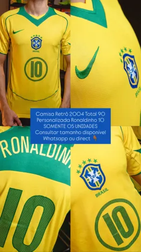 Camisa Retrô Brasil - Total 90 Copa América 2004