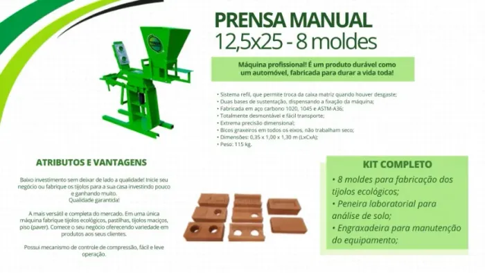 Maquina de tijolo ecologico nova nunca usada