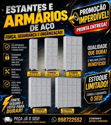 Roupeiro pra vestiários 4 8 12 16 20 portas novos direto de fábrica 