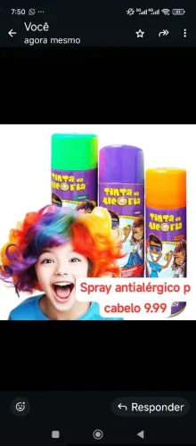 Spray de cabelo ant alérgico