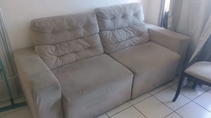 Sofá 3 lugares com chaise - Bege
