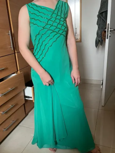 Vestido de Festa Longo Verde Bandeira