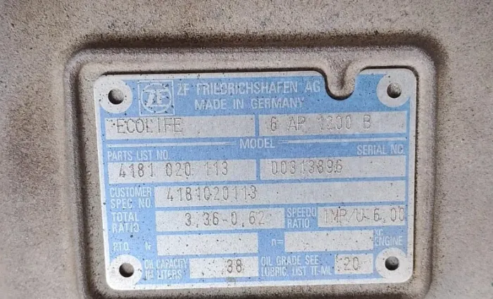 TRANSMISSAO DE CAMBIO AUTOMATICO ZF ECOLIFE, 6 AP 1200 B.