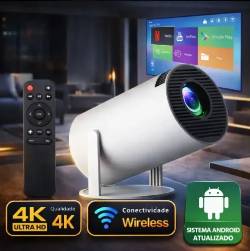 Projeto Smart Portátil full HD 4k Android 11 Wi-fi Bluetooth Mini projetor