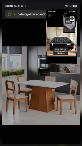 MESA 4C DOBUE CORDOBA 137X80 CINAMOMO/BRANCO OFF/NEVOA BOUCLE