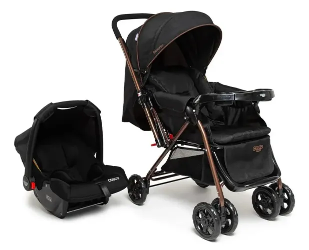 Carrinho de Bebê Alça Reversível com Bebê Conforto Cosco