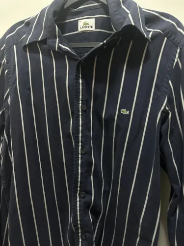 Camisa Lacoste original listrada azul-marinho tamanho 40