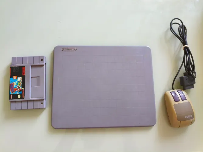 Mario Paint Super Nintendo Mouse e Mouse pad original usado