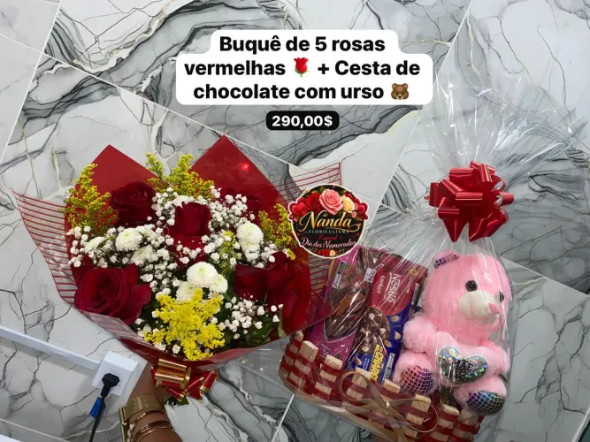 Cestas de chocolate+ kits romântico a pronta entrega
