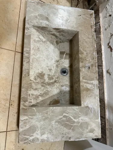 Pia Para Banheiro mármore Travertino Esculpida