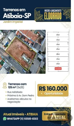 Lotes à venda - 125m² No Jardim Imperial - atibaia