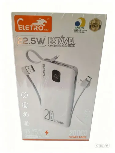 Power Bank 20000mAh 4 cargas completas no celular