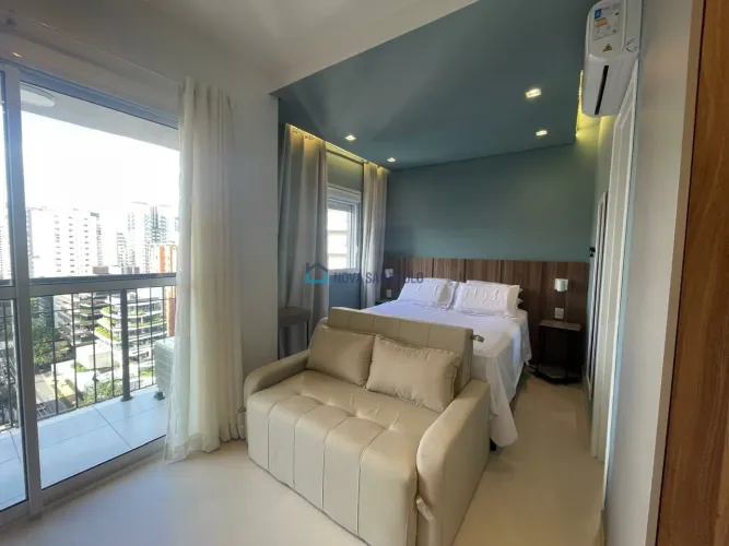 Studio com varanda para alugar, na Vila Olimpia, mobiliado para alugar