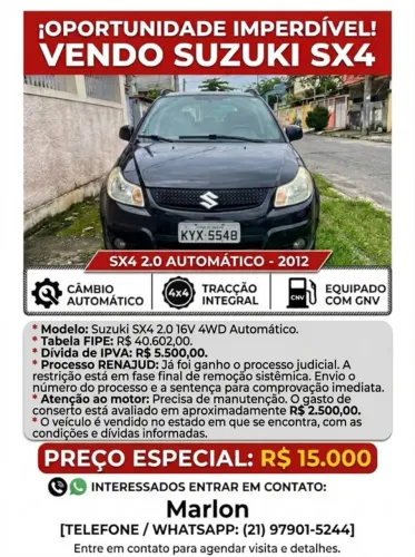 Suzuki SX4 2.0 16V 145cv 4WD 5P Aut. 2012