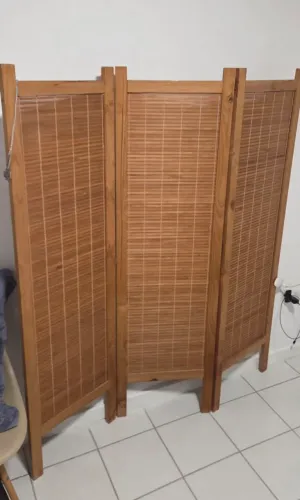 Biombo de Madeira e Bambu (3 folhas)