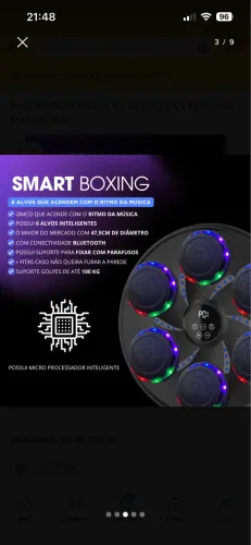 Máquina Boxe Musical C Led Indicativo Bluetooth Recarregável