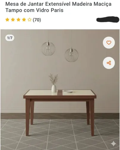 MESA DE JANTAR EXTENSÍVEL MADEIRA MACIÇA TAMPO COM VIDRO PARIS IMBÚIA