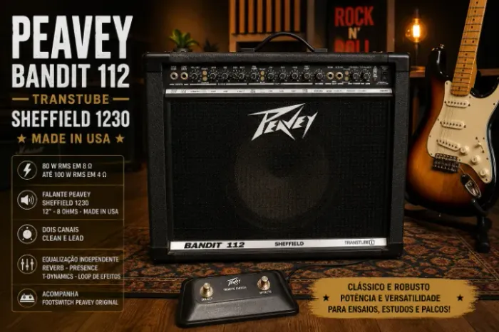 Amplificador Peavey Bandit 112 TransTube Sheffield 1230 Made in USA + Footswitch