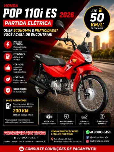 Honda POP 110I ES Partida Elétrica