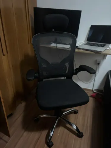 Cadeira Escritório Ergonômica Ajuste Lombar Laudo NR-17 Giratória Office Estofado Tecido/m