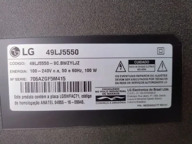 Tv smart LG 49LJ5550 com defeito 