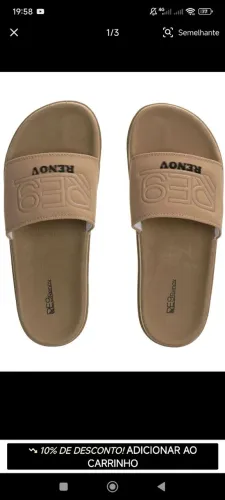 Chinelo Slide Bege Relevo RE9 Sandália Renov