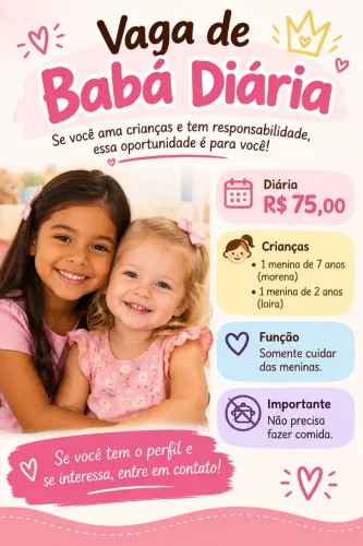 Preciso de baba 75,00 Diaria