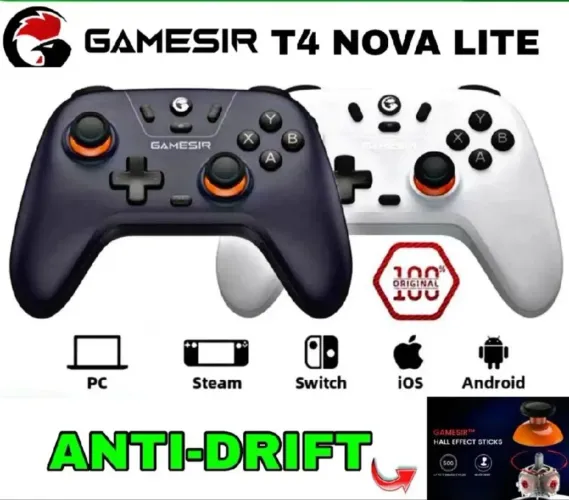 Controle Joystck GameSir T4 Nova Lite anti Drift Hall Effect BRANCO ..
