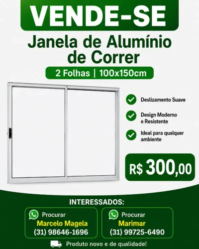 Janela de alumínio de correr 2 folhas