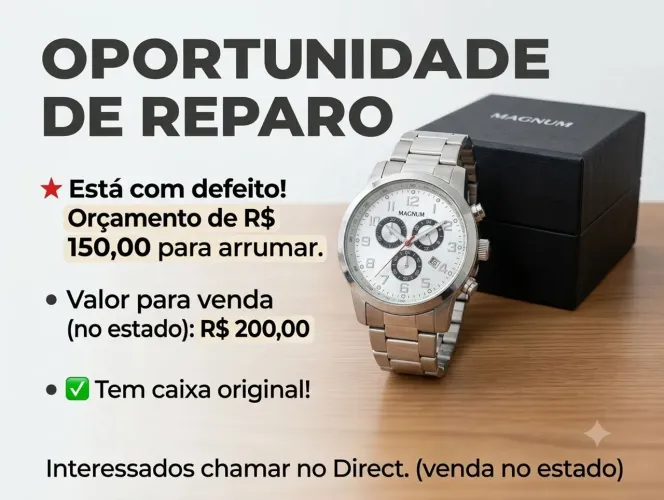 Relógio magnum. Oportunidade de reparo