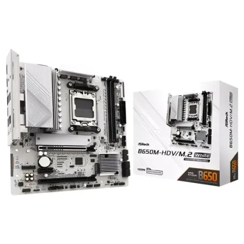Placa-Mãe ASRock B650M-HDV/M.2 - Branco AM5 DDR5 Micro ATX