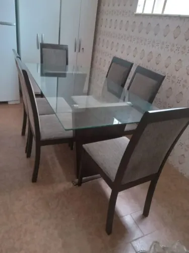Mesa de vidro 6 cadeiras