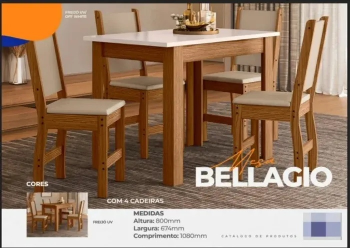 Mais Estilo para Suas Refeições: Mesa Bellagio Cinamomo com Suede Creme em Oferta